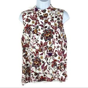 J.Jill Floral Sleeveless High Neck Top Medium